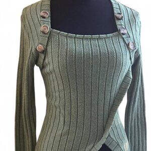 Fern Green Ribbed Long Sleeve Sweater Size XS